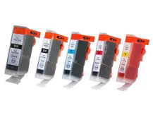 Special Set of 5 Compatible Cartridges to replace CANON BCI-3/5/6 (eBK, BK, C, M, Y)